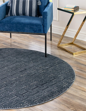 Navy Blue 3' 3 x 3' 3 Jill Zarin Uptown Round Area Rug 70% Polypropylene & 30% Polyester  Contemporary Carpet for Living, Dining, Office, Bedroom for Sale at Rug Engine