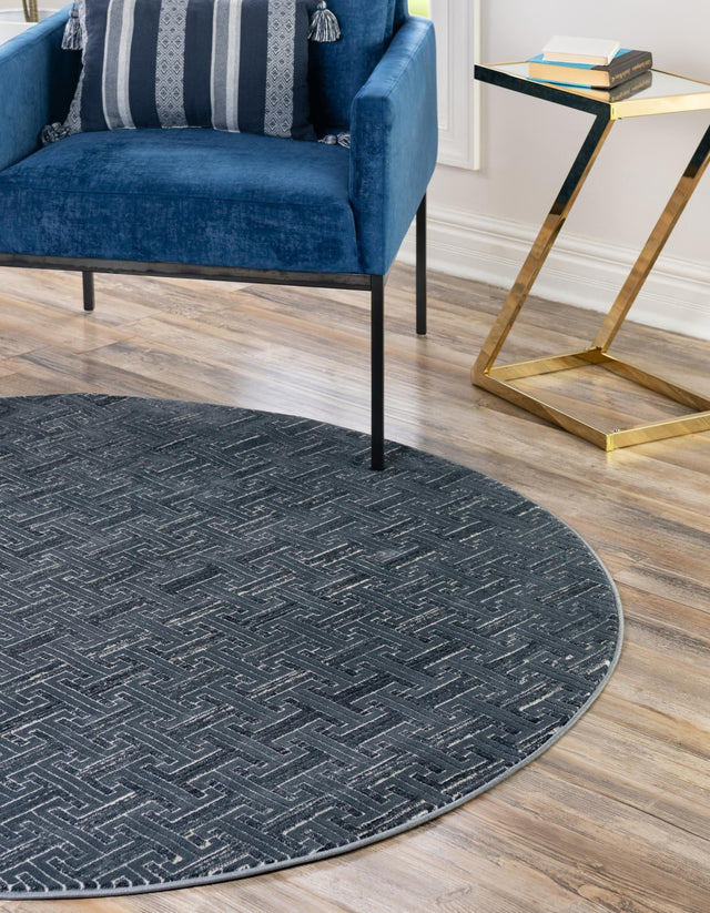 Navy Blue 3' 3 x 3' 3 Jill Zarin Uptown Round Area Rug 70% Polypropylene & 30% Polyester  Contemporary Carpet for Living, Dining, Office, Bedroom for Sale at Rug Engine