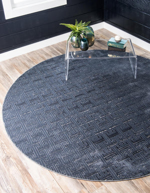 Navy Blue 3' 3 x 3' 3 Jill Zarin Uptown Round Area Rug 70% Polypropylene & 30% Polyester  Contemporary Carpet for Living, Dining, Office, Bedroom for Sale at Rug Engine