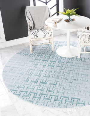 Blue 8' x 8' Jill Zarin Uptown Round Area Rug 70% Polypropylene & 30% Polyester  Contemporary Carpet for Living, Dining, Office, Bedroom for Sale at Rug Engine