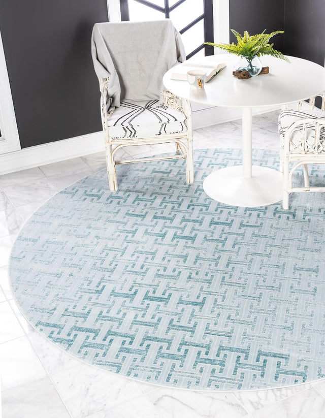 Blue 8' x 8' Jill Zarin Uptown Round Area Rug 70% Polypropylene & 30% Polyester  Contemporary Carpet for Living, Dining, Office, Bedroom for Sale at Rug Engine