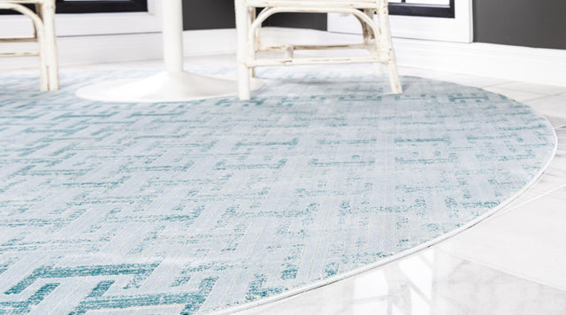 Blue 8' x 8' Jill Zarin Uptown Round Area Rug 70% Polypropylene & 30% Polyester  Contemporary Carpet for Living, Dining, Office, Bedroom for Sale at Rug Engine