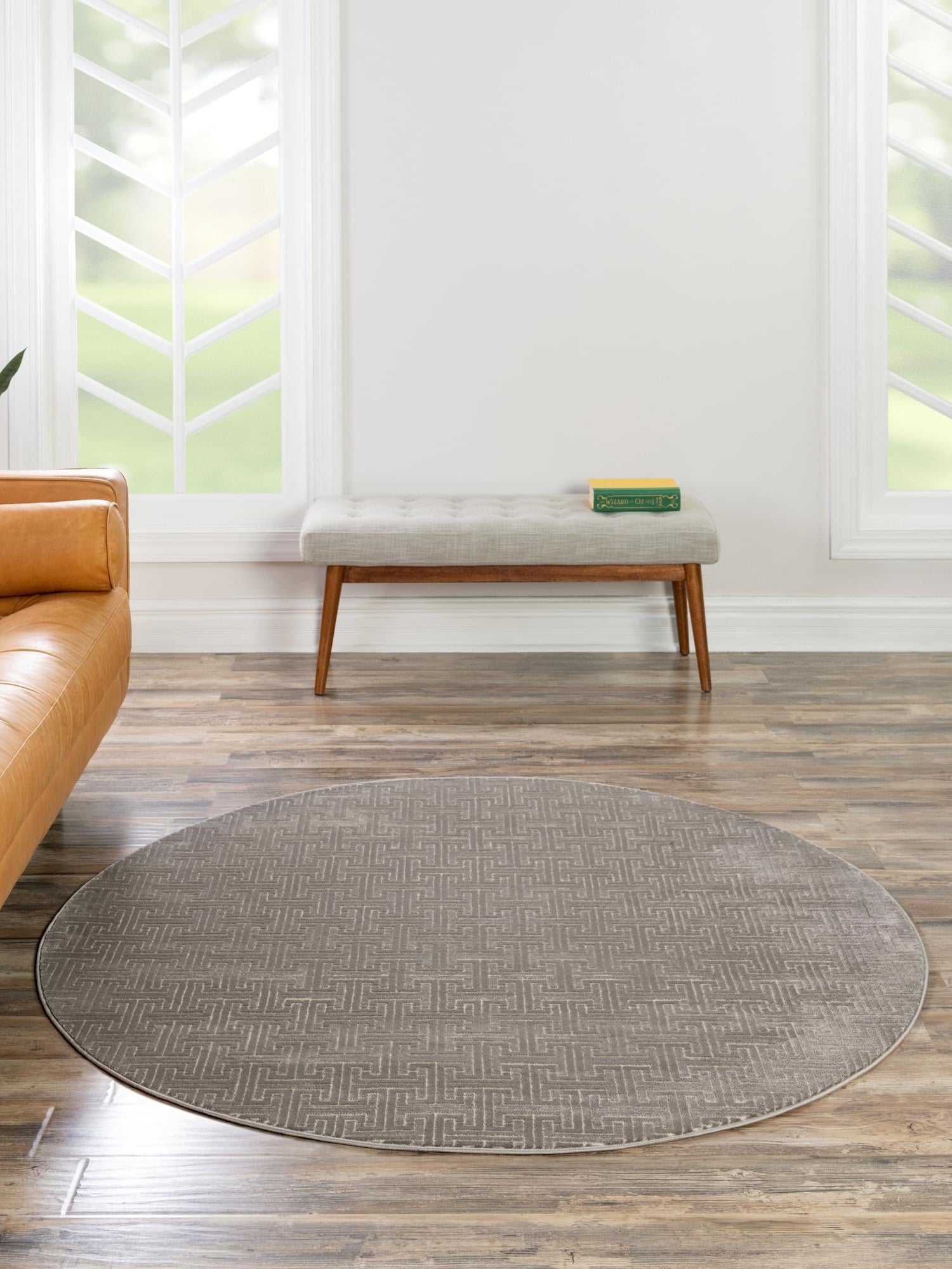 Gray 5' 3 x 5' 3 Jill Zarin Uptown Round Area Rug 70% Polypropylene & 30% Polyester  Contemporary Carpet for Living, Dining, Office, Bedroom for Sale at Rug Engine