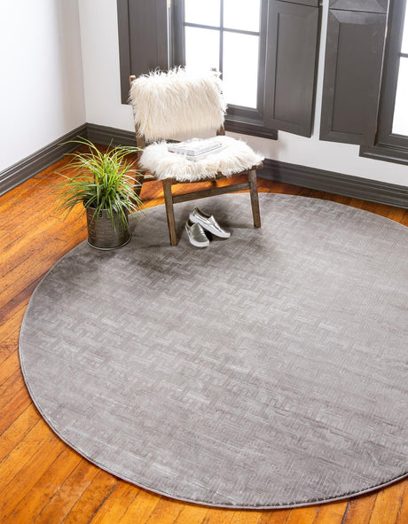 Gray 8' x 8' Jill Zarin Uptown Round Area Rug 70% Polypropylene & 30% Polyester  Contemporary Carpet for Living, Dining, Office, Bedroom for Sale at Rug Engine