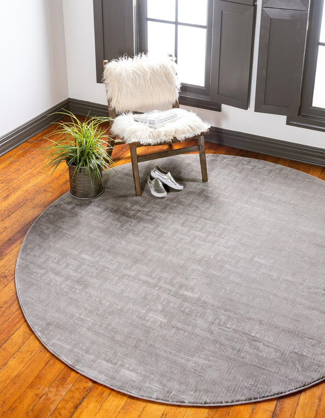 Gray 8' x 8' Jill Zarin Uptown Round Area Rug 70% Polypropylene & 30% Polyester  Contemporary Carpet for Living, Dining, Office, Bedroom for Sale at Rug Engine