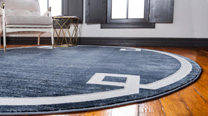Navy Blue 5' 3 x 5' 3 Jill Zarin Uptown Round Area Rug 70% Polypropylene & 30% Polyester  Contemporary Carpet for Living, Dining, Office, Bedroom for Sale at Rug Engine