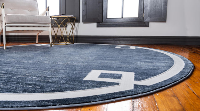 Navy Blue 5' 3 x 5' 3 Jill Zarin Uptown Round Area Rug 70% Polypropylene & 30% Polyester  Contemporary Carpet for Living, Dining, Office, Bedroom for Sale at Rug Engine