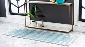 Turquoise 2' 7 x 8' Jill Zarin Uptown Runner Area Rug 70% Polypropylene & 30% Polyester  Contemporary Carpet for Living, Dining, Office, Bedroom for Sale at Rug Engine