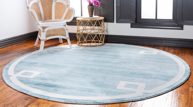 Turquoise 8' x 8' Jill Zarin Uptown Round Area Rug 70% Polypropylene & 30% Polyester  Contemporary Carpet for Living, Dining, Office, Bedroom for Sale at Rug Engine