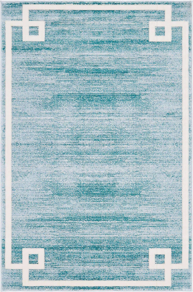 Turquoise 4' 1 x 6' 1 Jill Zarin Uptown Rectangle Area Rug 70% Polypropylene & 30% Polyester  Contemporary Carpet for Living, Dining, Office, Bedroom for Sale at Rug Engine