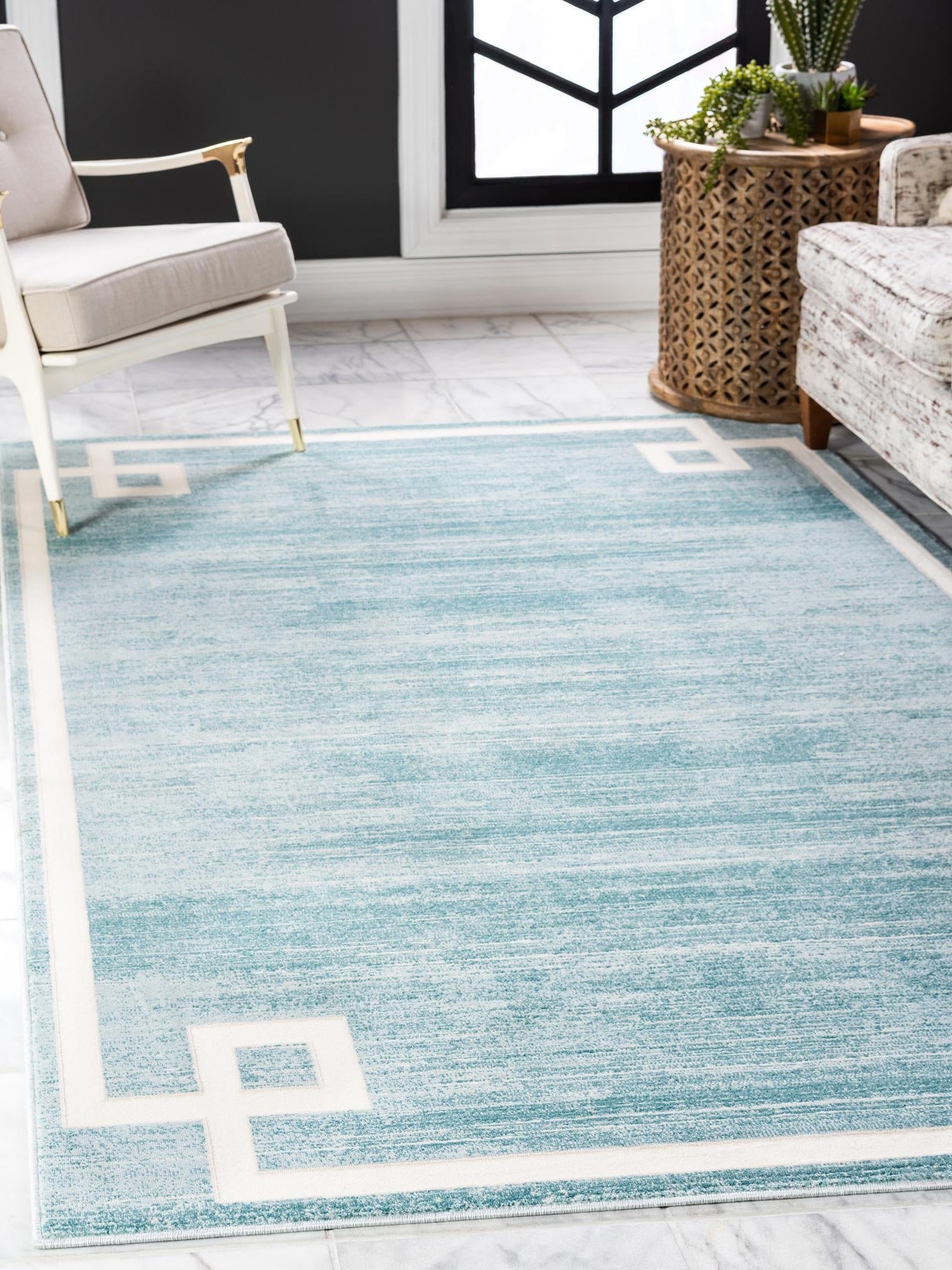 Turquoise 1' 8 x 1' 8 Jill Zarin Uptown Sample Area Rug 70% Polypropylene & 30% Polyester  Contemporary Carpet for Living, Dining, Office, Bedroom for Sale at Rug Engine