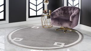 Gray 5' 3 x 5' 3 Jill Zarin Uptown Round Area Rug 70% Polypropylene & 30% Polyester  Contemporary Carpet for Living, Dining, Office, Bedroom for Sale at Rug Engine