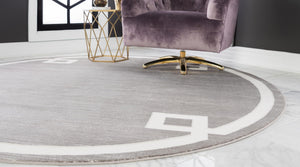 Gray 5' 3 x 5' 3 Jill Zarin Uptown Round Area Rug 70% Polypropylene & 30% Polyester  Contemporary Carpet for Living, Dining, Office, Bedroom for Sale at Rug Engine