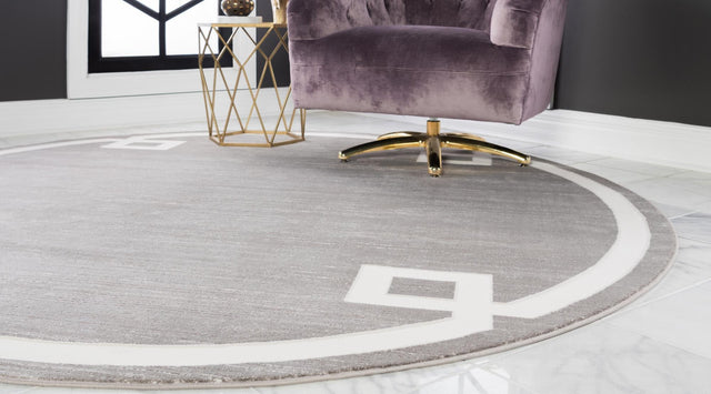 Gray 5' 3 x 5' 3 Jill Zarin Uptown Round Area Rug 70% Polypropylene & 30% Polyester  Contemporary Carpet for Living, Dining, Office, Bedroom for Sale at Rug Engine