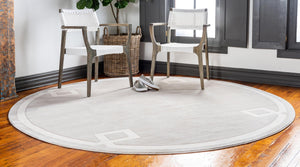 Beige 8' x 8' Jill Zarin Uptown Round Area Rug 70% Polypropylene & 30% Polyester  Contemporary Carpet for Living, Dining, Office, Bedroom for Sale at Rug Engine