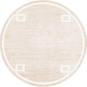 Beige 8' x 8' Jill Zarin Uptown Round Area Rug 70% Polypropylene & 30% Polyester  Contemporary Carpet for Living, Dining, Office, Bedroom for Sale at Rug Engine