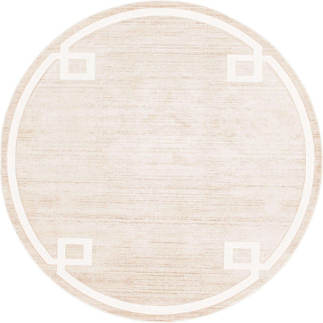 Beige 8' x 8' Jill Zarin Uptown Round Area Rug 70% Polypropylene & 30% Polyester  Contemporary Carpet for Living, Dining, Office, Bedroom for Sale at Rug Engine