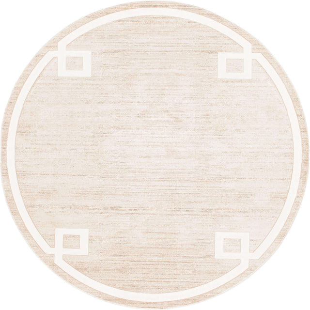 Beige 8' x 8' Jill Zarin Uptown Round Area Rug 70% Polypropylene & 30% Polyester  Contemporary Carpet for Living, Dining, Office, Bedroom for Sale at Rug Engine