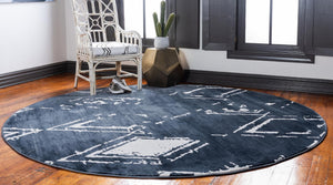 Navy Blue 5' 3 x 5' 3 Jill Zarin Uptown Round Area Rug 70% Polypropylene & 30% Polyester  Contemporary Carpet for Living, Dining, Office, Bedroom for Sale at Rug Engine