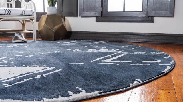 Navy Blue 5' 3 x 5' 3 Jill Zarin Uptown Round Area Rug 70% Polypropylene & 30% Polyester  Contemporary Carpet for Living, Dining, Office, Bedroom for Sale at Rug Engine