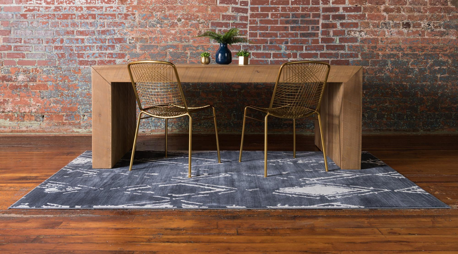 Navy Blue 5' 1 x 8' Jill Zarin Uptown Rectangle Area Rug 70% Polypropylene & 30% Polyester  Contemporary Carpet for Living, Dining, Office, Bedroom for Sale at Rug Engine