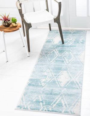 Turquoise 2' 7 x 8' Jill Zarin Uptown Runner Area Rug 70% Polypropylene & 30% Polyester  Contemporary Carpet for Living, Dining, Office, Bedroom for Sale at Rug Engine