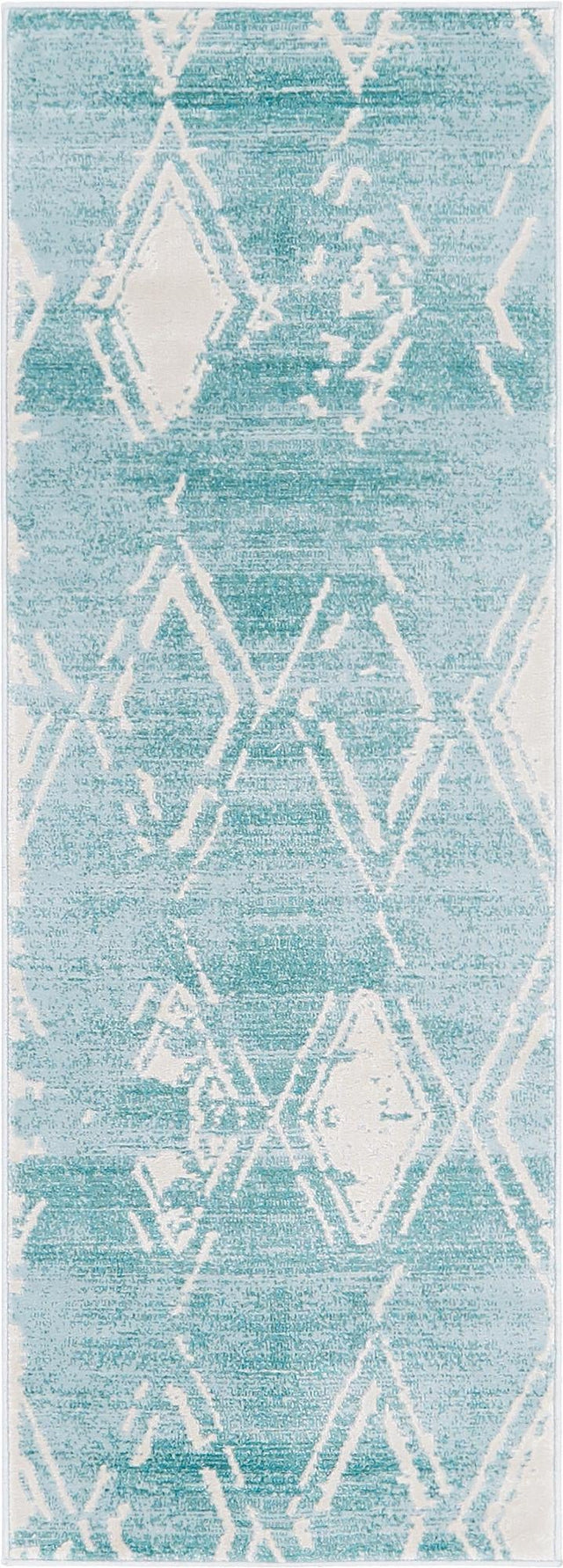 Turquoise 2' 2 x 6' 1 Jill Zarin Uptown Runner Area Rug 70% Polypropylene & 30% Polyester  Contemporary Carpet for Living, Dining, Office, Bedroom for Sale at Rug Engine