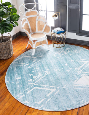 Turquoise 8' x 8' Jill Zarin Uptown Round Area Rug 70% Polypropylene & 30% Polyester  Contemporary Carpet for Living, Dining, Office, Bedroom for Sale at Rug Engine
