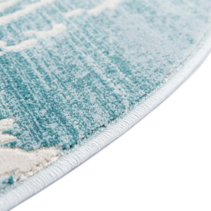 Turquoise 8' x 8' Jill Zarin Uptown Round Area Rug 70% Polypropylene & 30% Polyester  Contemporary Carpet for Living, Dining, Office, Bedroom for Sale at Rug Engine