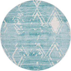 Turquoise 8' x 8' Jill Zarin Uptown Round Area Rug 70% Polypropylene & 30% Polyester  Contemporary Carpet for Living, Dining, Office, Bedroom for Sale at Rug Engine