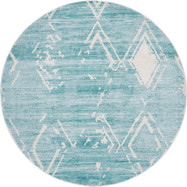 Turquoise 8' x 8' Jill Zarin Uptown Round Area Rug 70% Polypropylene & 30% Polyester  Contemporary Carpet for Living, Dining, Office, Bedroom for Sale at Rug Engine