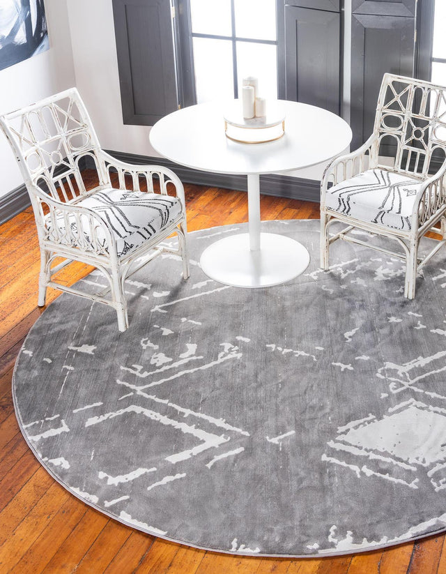 Gray 8' x 8' Jill Zarin Uptown Round Area Rug 70% Polypropylene & 30% Polyester  Contemporary Carpet for Living, Dining, Office, Bedroom for Sale at Rug Engine