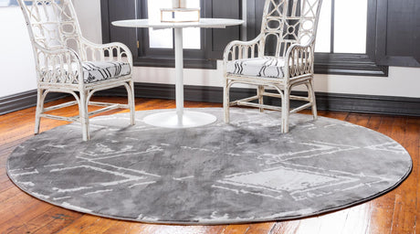 Gray 8' x 8' Jill Zarin Uptown Round Area Rug 70% Polypropylene & 30% Polyester  Contemporary Carpet for Living, Dining, Office, Bedroom for Sale at Rug Engine
