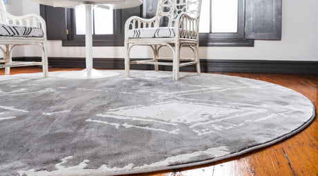 Gray 8' x 8' Jill Zarin Uptown Round Area Rug 70% Polypropylene & 30% Polyester  Contemporary Carpet for Living, Dining, Office, Bedroom for Sale at Rug Engine