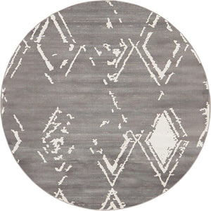 Gray 8' x 8' Jill Zarin Uptown Round Area Rug 70% Polypropylene & 30% Polyester  Contemporary Carpet for Living, Dining, Office, Bedroom for Sale at Rug Engine