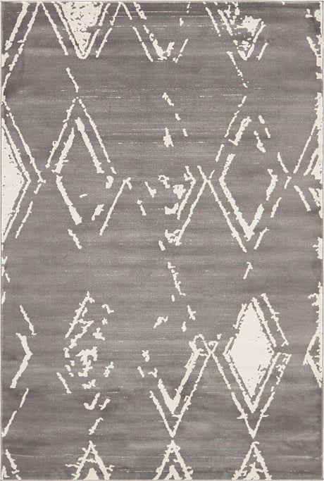 Gray 4' 1 x 6' 1 Jill Zarin Uptown Rectangle Area Rug 70% Polypropylene & 30% Polyester  Contemporary Carpet for Living, Dining, Office, Bedroom for Sale at Rug Engine