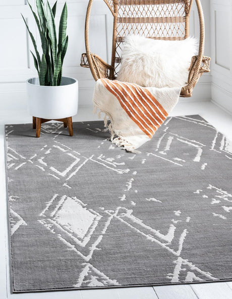 Gray 4' 1 x 6' 1 Jill Zarin Uptown Rectangle Area Rug 70% Polypropylene & 30% Polyester  Contemporary Carpet for Living, Dining, Office, Bedroom for Sale at Rug Engine