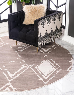 Light Brown 8' x 8' Jill Zarin Uptown Round Area Rug 70% Polypropylene & 30% Polyester  Contemporary Carpet for Living, Dining, Office, Bedroom for Sale at Rug Engine