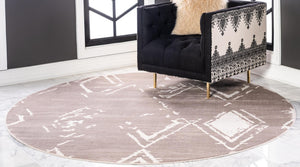 Light Brown 8' x 8' Jill Zarin Uptown Round Area Rug 70% Polypropylene & 30% Polyester  Contemporary Carpet for Living, Dining, Office, Bedroom for Sale at Rug Engine