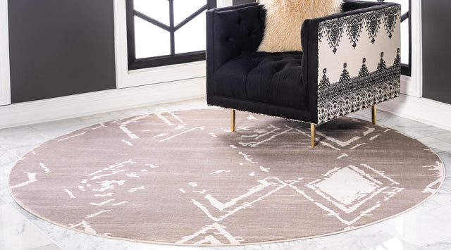 Light Brown 8' x 8' Jill Zarin Uptown Round Area Rug 70% Polypropylene & 30% Polyester  Contemporary Carpet for Living, Dining, Office, Bedroom for Sale at Rug Engine