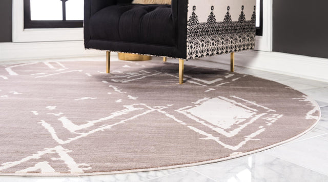 Light Brown 8' x 8' Jill Zarin Uptown Round Area Rug 70% Polypropylene & 30% Polyester  Contemporary Carpet for Living, Dining, Office, Bedroom for Sale at Rug Engine