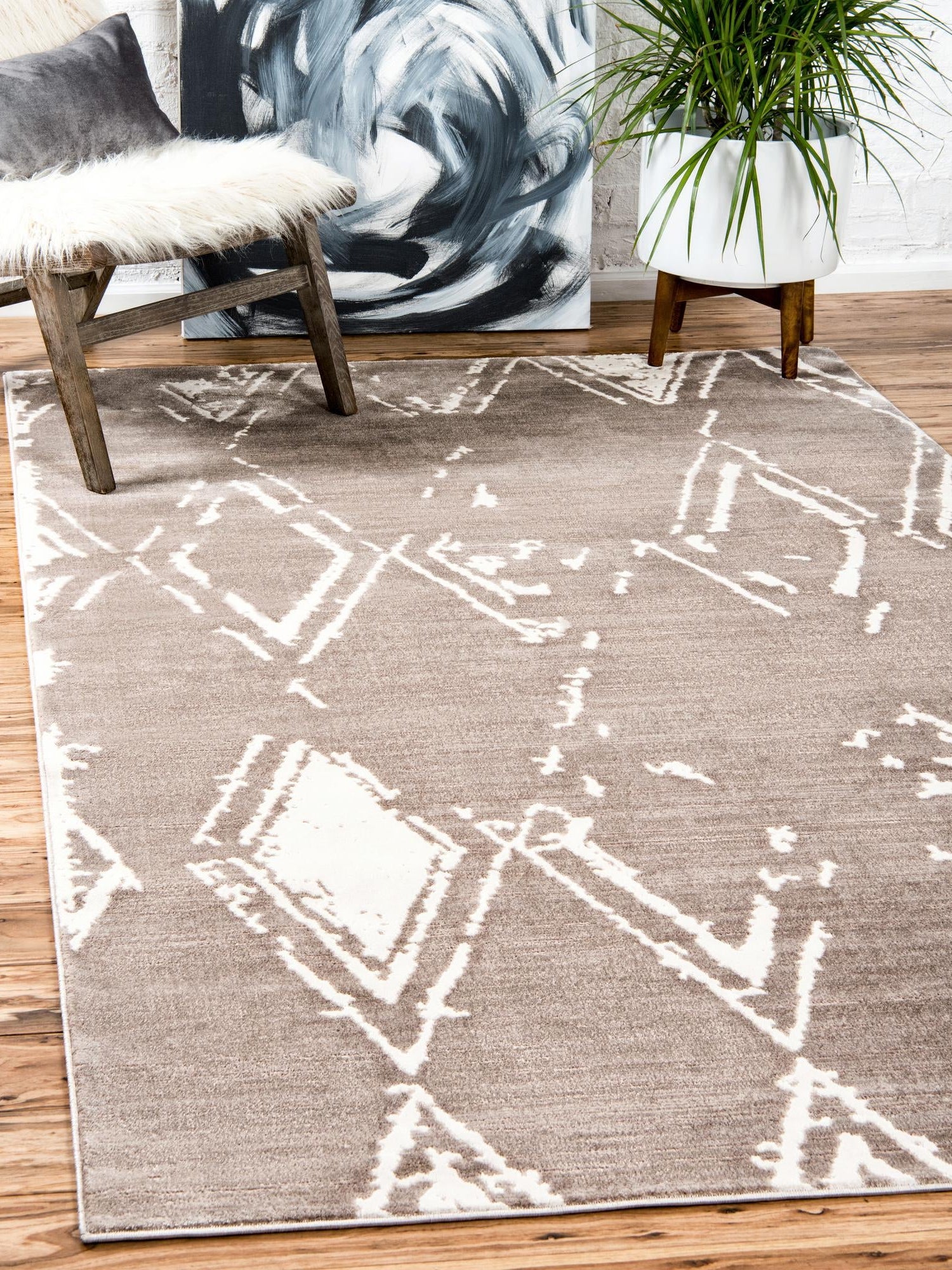 Light Brown 1' 8 x 1' 8 Jill Zarin Uptown Sample Area Rug 70% Polypropylene & 30% Polyester  Contemporary Carpet for Living, Dining, Office, Bedroom for Sale at Rug Engine