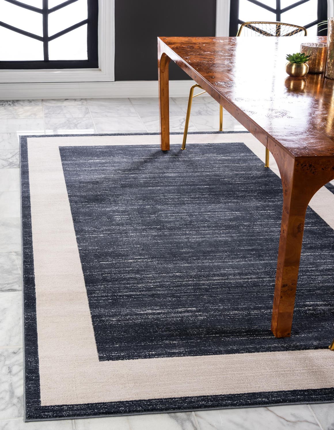 Navy Blue 5' 1 x 8' Jill Zarin Uptown Rectangle Area Rug 70% Polypropylene & 30% Polyester  Contemporary Carpet for Living, Dining, Office, Bedroom for Sale at Rug Engine