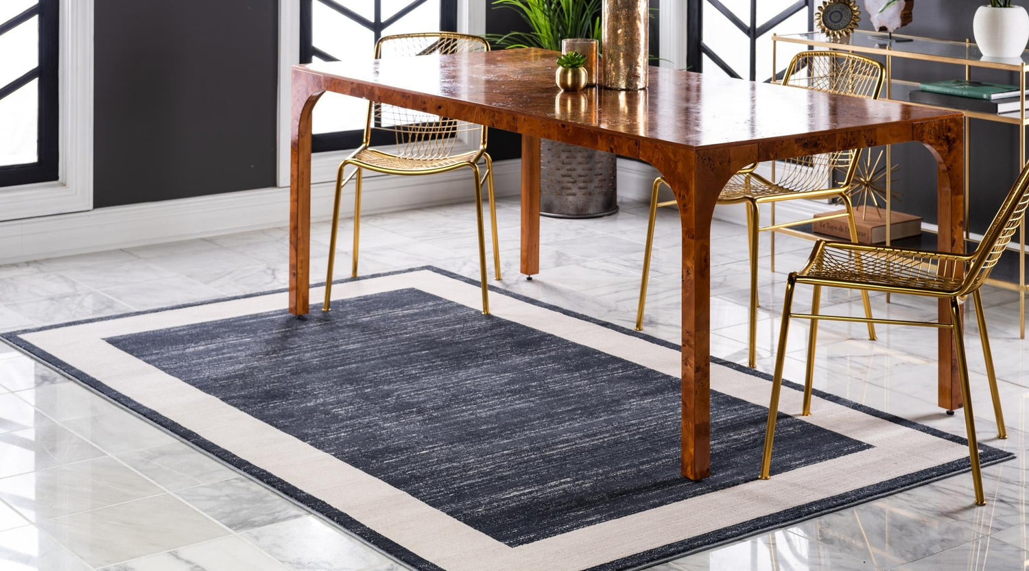 Navy Blue 4' 1 x 6' 1 Jill Zarin Uptown Rectangle Area Rug 70% Polypropylene & 30% Polyester  Contemporary Carpet for Living, Dining, Office, Bedroom for Sale at Rug Engine