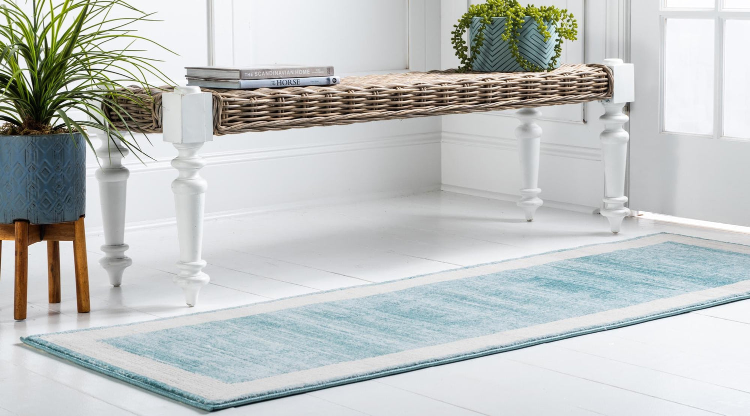 Turquoise 2' 7 x 16' 5 Jill Zarin Uptown Runner Area Rug 70% Polypropylene & 30% Polyester  Contemporary Carpet for Living, Dining, Office, Bedroom for Sale at Rug Engine
