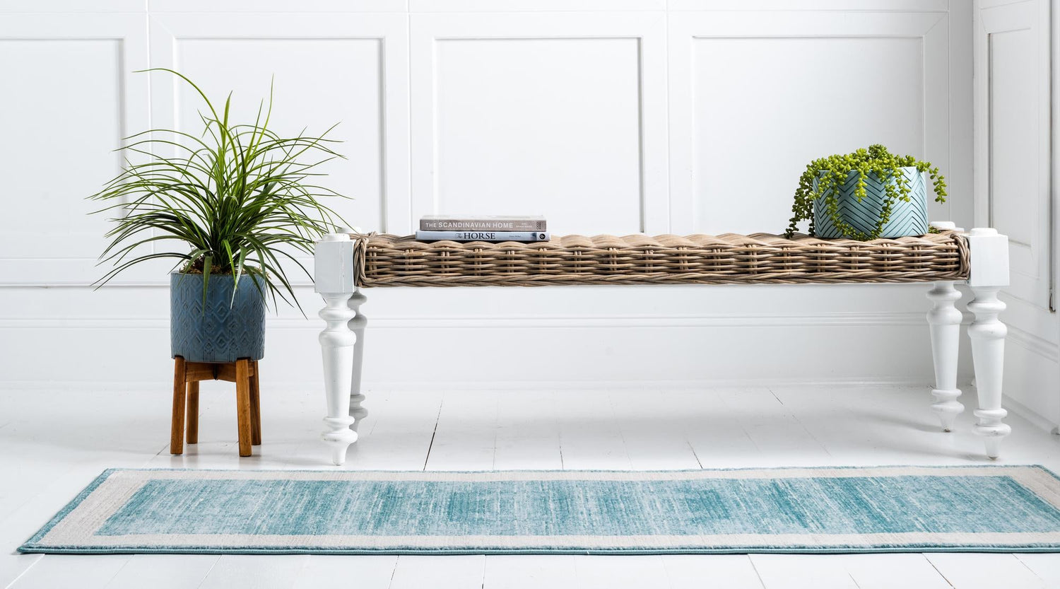 Turquoise 2' 7 x 13' 11 Jill Zarin Uptown Runner Area Rug 70% Polypropylene & 30% Polyester  Contemporary Carpet for Living, Dining, Office, Bedroom for Sale at Rug Engine