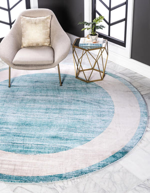 Turquoise 6' 1 x 6' 1 Jill Zarin Uptown Round Area Rug 70% Polypropylene & 30% Polyester  Contemporary Carpet for Living, Dining, Office, Bedroom for Sale at Rug Engine