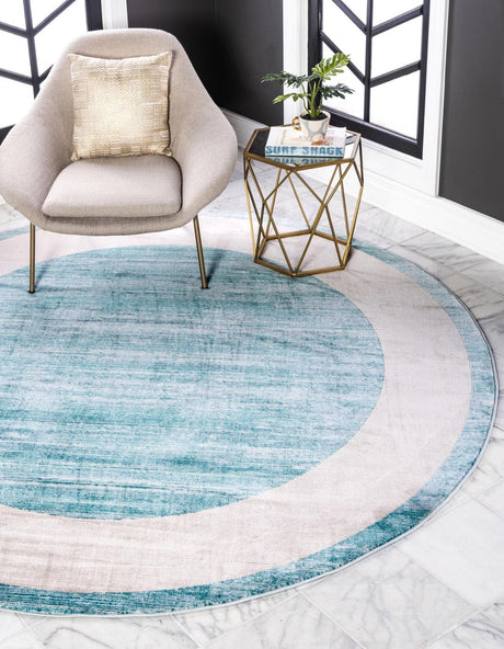 Turquoise 6' 1 x 6' 1 Jill Zarin Uptown Round Area Rug 70% Polypropylene & 30% Polyester  Contemporary Carpet for Living, Dining, Office, Bedroom for Sale at Rug Engine
