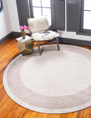 Beige 8' x 8' Jill Zarin Uptown Round Area Rug 70% Polypropylene & 30% Polyester  Contemporary Carpet for Living, Dining, Office, Bedroom for Sale at Rug Engine