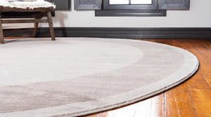 Beige 8' x 8' Jill Zarin Uptown Round Area Rug 70% Polypropylene & 30% Polyester  Contemporary Carpet for Living, Dining, Office, Bedroom for Sale at Rug Engine